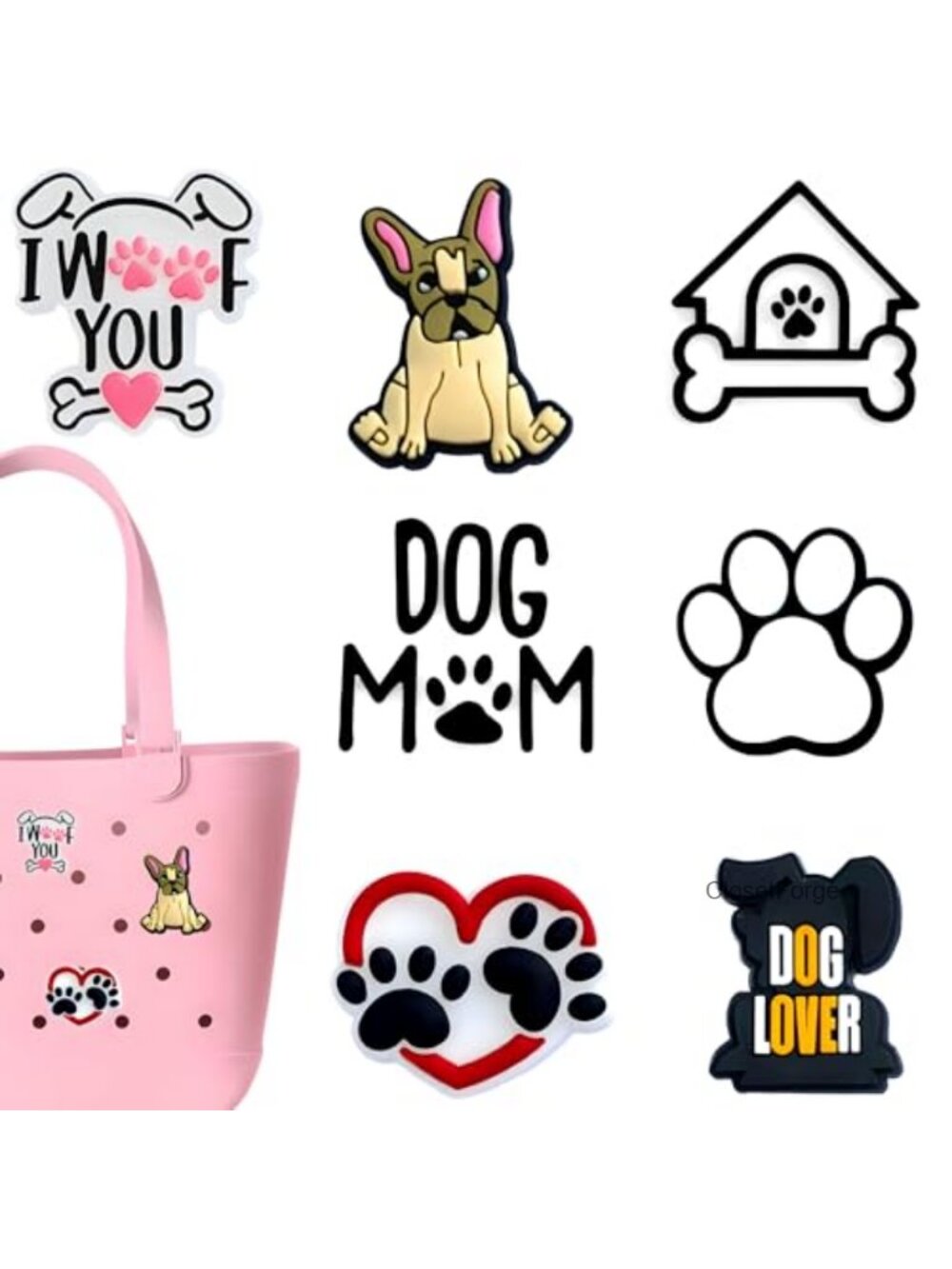 Dog Themed Bogg Bag Charms Set of 7 PVC Beach Tote Accessories for Women